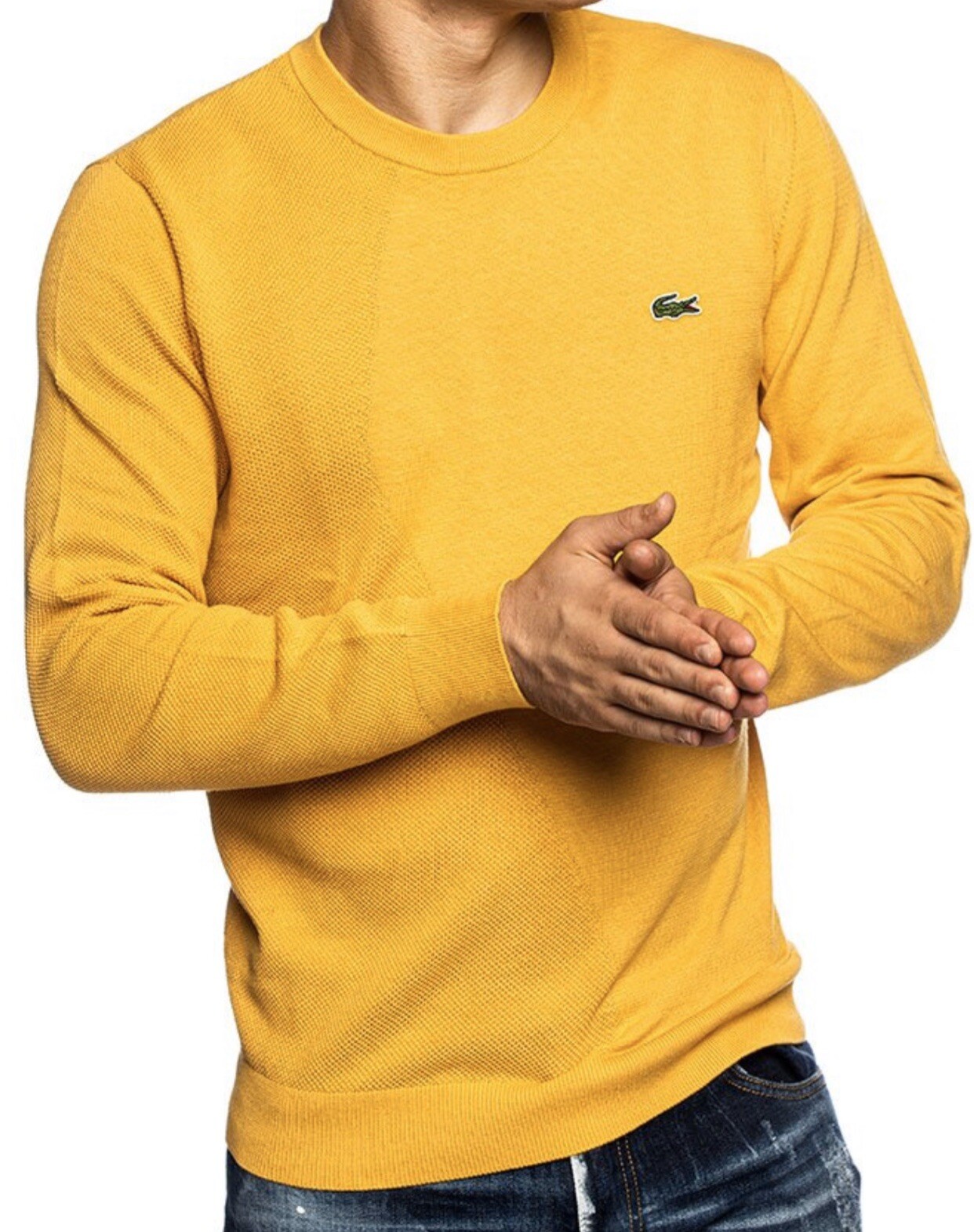 yellow lacoste sweater
