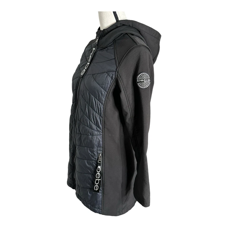 Chaqueta de trinchera Bebe Sport acolchada acolchada acolchada polar negra talla pequeña Foto 4 de 4