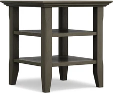 Acadian SOLID WOOD 19 Inch Wide Square Rustic Contemporary End Side Table in Far