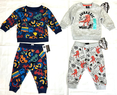 Lot of 2 Dunnes Jurassic World Little Boy Sweatshirt & Joggers Set Size 6-9M NWT