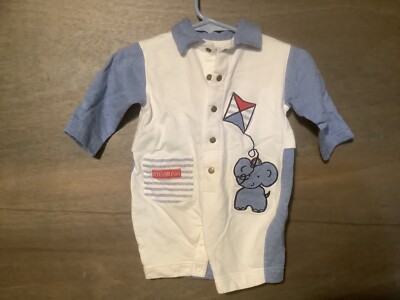Miniwear SIZE 0-3 MONTHS ''KITES ARE FUN'' LONG SLEEVE ONE PIECE ELEPHANT 