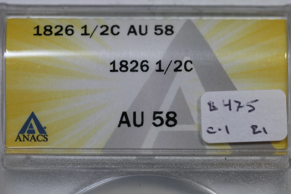 1826 C-1 ANACS AU 58 Classic Head Half Cent Coin 1/2c - Image 3 of 3