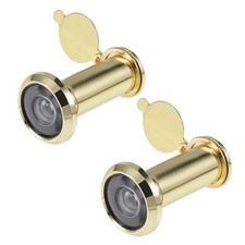 220-degree Door Viewer with Cover for 35-55mm Doors, Polished Gold Finish, 2 Pcs