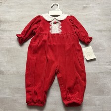 NWT Vintage 80s 90s Baby Dior Red Velvet Lace Romper 6-9 Months NOS Brand New 
