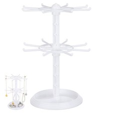 Rotating Jewelry Stand, 2 Tier Necklace Holder Bracelet Hanging Organizer Key...