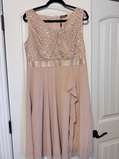 MISSMAY Women's Plus Deep V-Neck Sequin Lace Dress