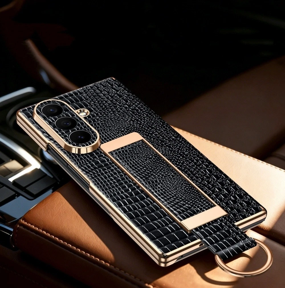 Genuine Cowhide Leather Wristband Case For Samsung Z Fold8 7 W26 Crocodile Cover - Picture 10 of 25