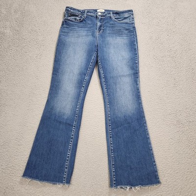 Lagence Jeans Women 34 Blue Denim Ruth High Rise Straight Leg Raw Hem Light Wash