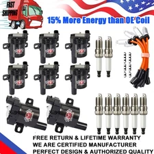 8 Set Round Ignition Coil and Spark Plug &Wire For GMC Chevy Silverado 1500 5.3L
