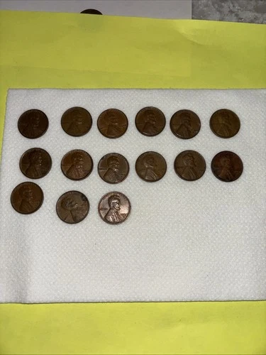 1954 wheat penny Lot Of 15