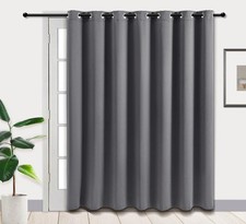 PI Blackout Sliding Door Curtains 84 100"W x 84"L Pack of 1 , Dark Grey