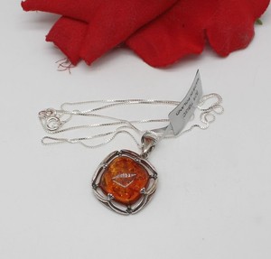 Sterling Silver Amber  TGGC 5.7g 18" Necklace  CAT RESCUE