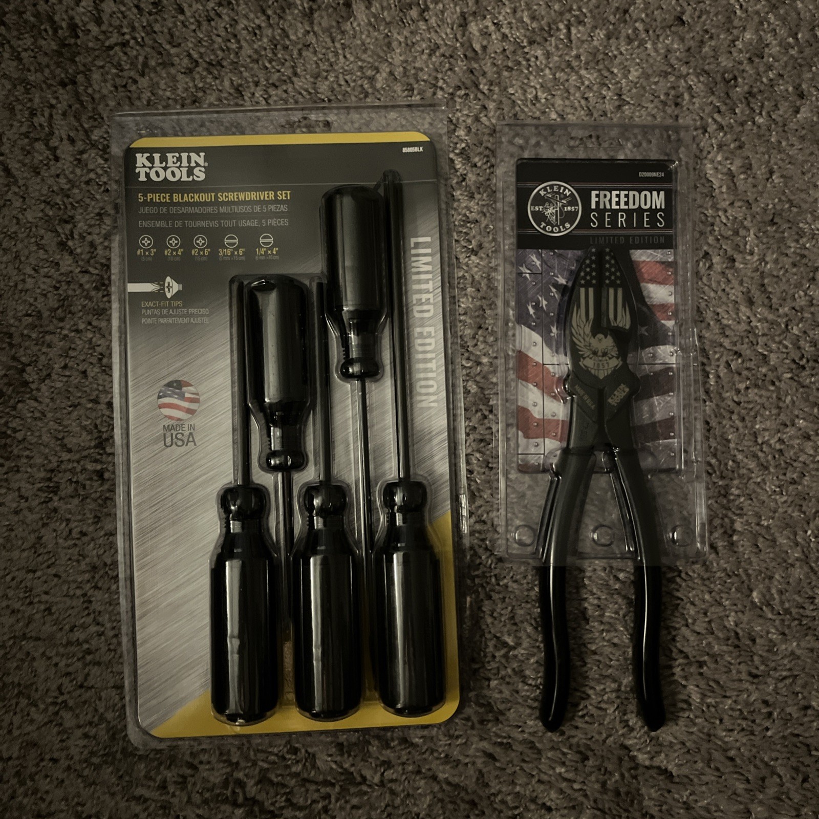 Klein Tools Black Out Limited Edition Screwdriver Set and Lineman's pliers - USA