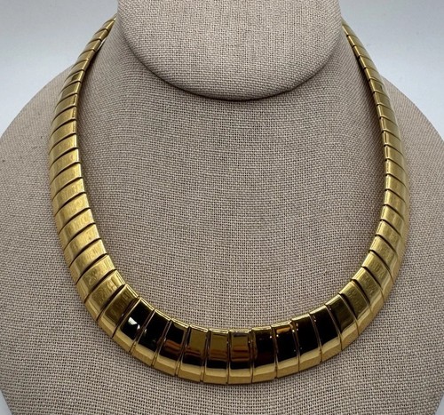 Vintage Monet Omega Necklace Gold Tone Chunky Statement
