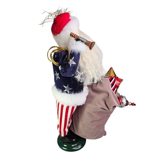 Byers Choice Patriotic Santa Claus Caroler Toy Sack Stars Stripes Signd Figurine - Picture 6 of 11