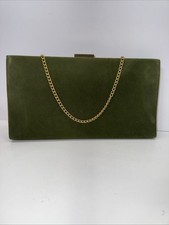 Vintage Garay Green Fabric Purse Evening Bag Metal Lock