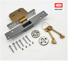 (Ex Chubb) Union 5 Lever Mortice Deadlock 67mm (2.5”) Satin Chrome finish -3G115