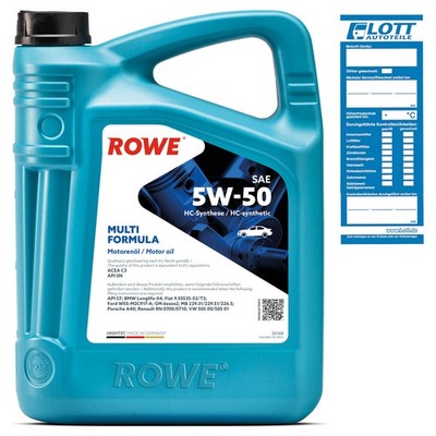 5L ROWE HIGHTEC MULTI FORMULA 5W-50 Motoröl Dexos 2 VW 505.00 505.01 BMW LL-04