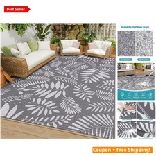 Waterproof 5' x 8' Outdoor Rug with Leaf Pattern - Ideal for Patios Picnics