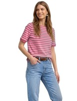 T-Shirt Street One 44 Blush Berry Streifen Boat Neck Baumwolle Damen
