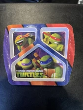 TMNT Teenage Mutant Ninja Turtles 3 part divided plate ZAK! melamine plastic EUC