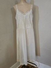 Vtg 60s Nylon Lace Cream Full Slip Nightgown New Old Stock Ro Jene Plus Size