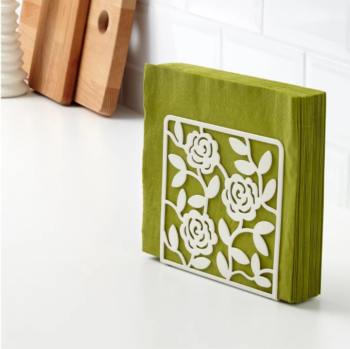 IKEA LIKSIDIG Porta Tovaglioli, Bianco, 6x6" 16x16 cm Decorazione Floreale NUOVO - Immagine 2 di 4