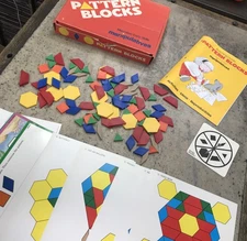 Vintage Macmillan Early Skills Manipulatives Pattern Blocks Set Age 4 Up Pattern