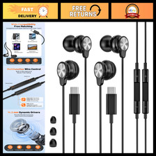 2 PACK USB C Headphones for iPhone 17 16 15, Wired Earbuds USB C with Clear Mic