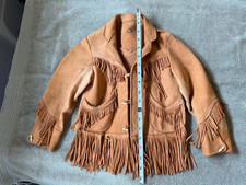 Vintage Kids Leather Fringe Western Cowboy Jacket