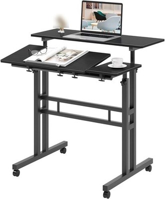 Rolltisch Stehender Mobile Stand Up Desk Höhenverstellbarer mit Kipptisch Küche