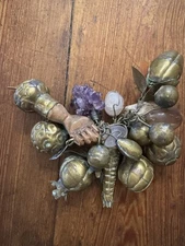 Antique Brazilian Afro Jewelry Penca de Balangandan 14 Brass and Stone Charms