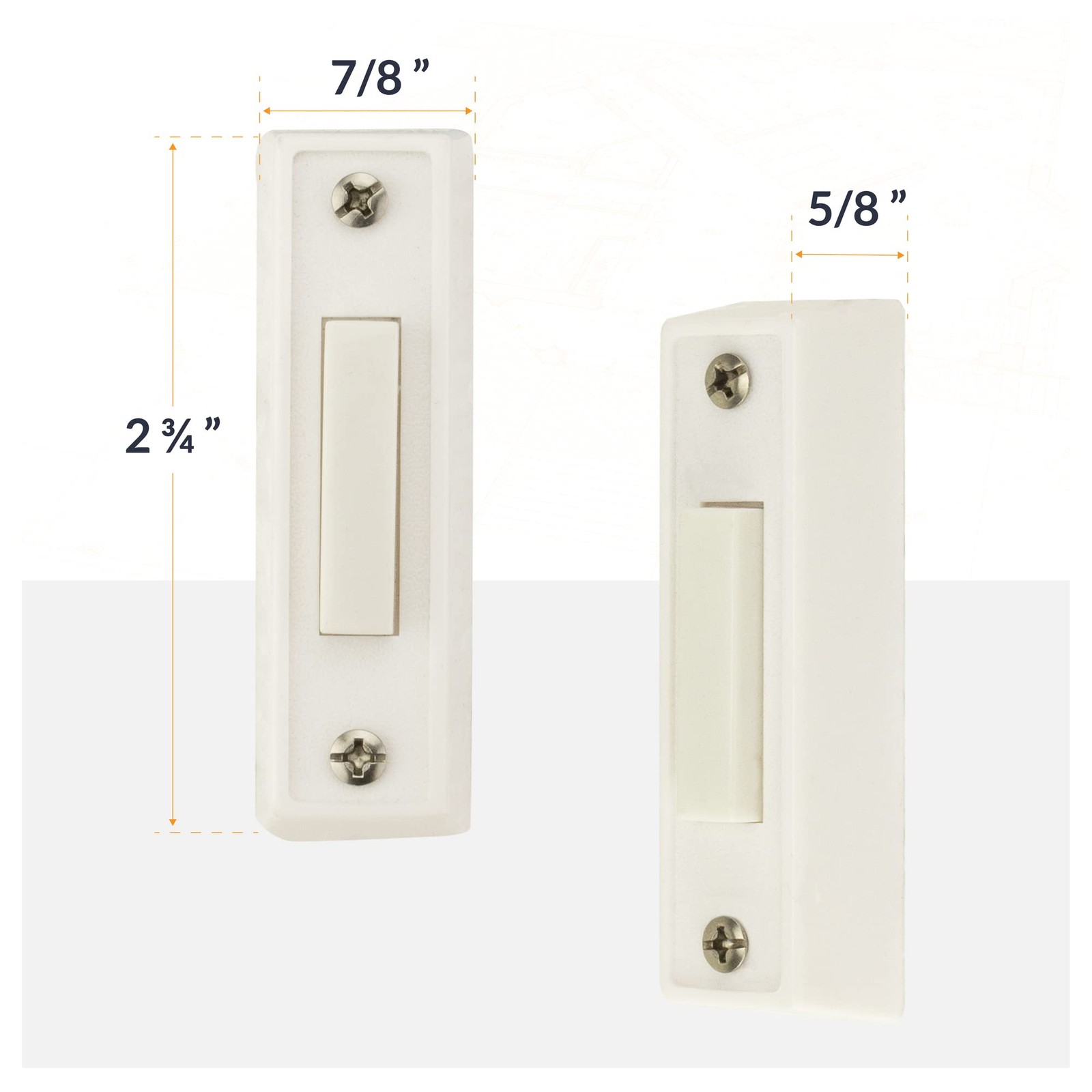 Rectangular Metal Buttons Newhouse Hardware BT1W Unlighted Doorbell Button, 1-Pack, White | eBay