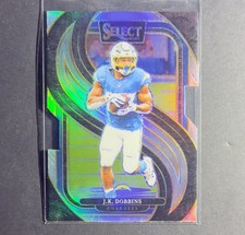 JK DOBBINS - 2024 Panini Select Premier Level Silver Prizm Die-Cut #162 Chargers