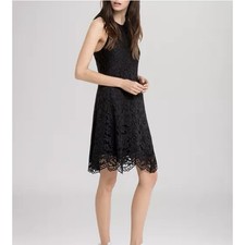 Sandro Paris Lace Racerback Dress Womans Sz 1 Black Floral Overlay Lined