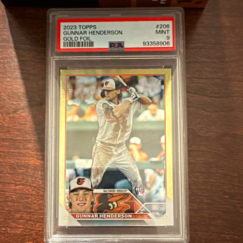 Topps 2023 Series 1 Gunnar Henderson #206 Gold Foil RC PSA 9 Orioles MLB