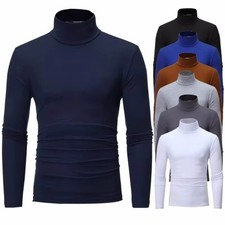 Mens Turtleneck Long Sleeve Thermal Shirt Winter Slim Fit Pullover Sweater