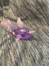 Purple & Pink Glitter Narwhal Whale Figurine with Wings - Whale Spot On Horn