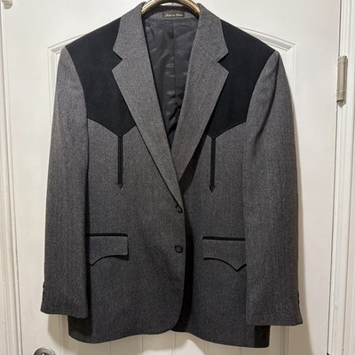 NWOT. Circle S Mens Heather Navy Polyester Boise Sportcoat Western Style Sz: 44S