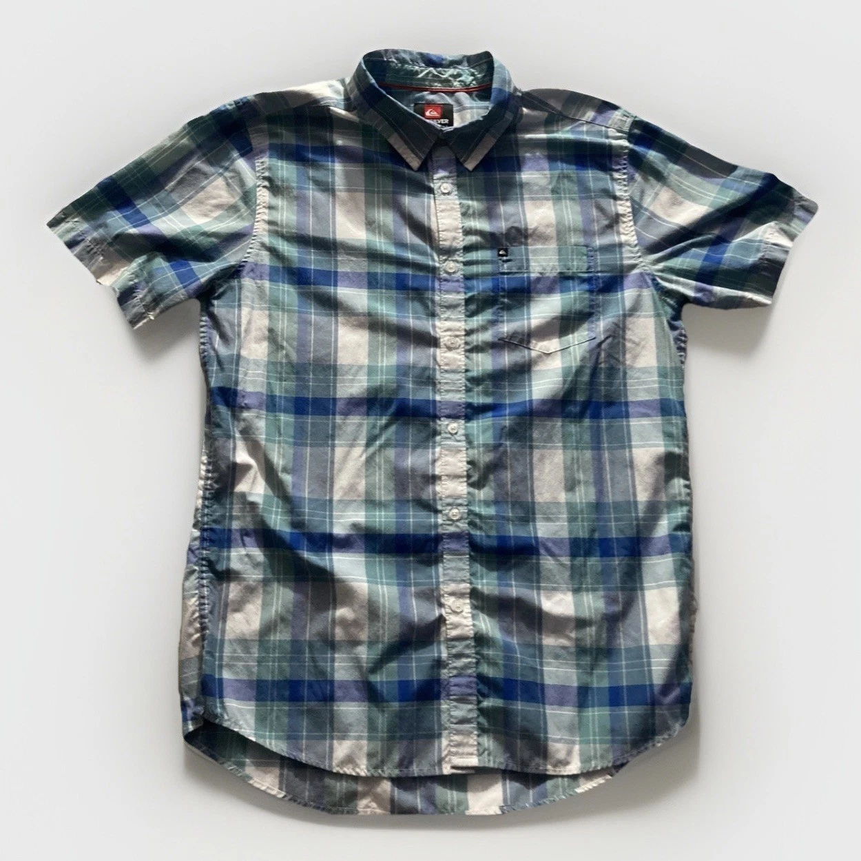 Quiksilver Shirt Men XL Blue Short Sleeve Button Up Casual
