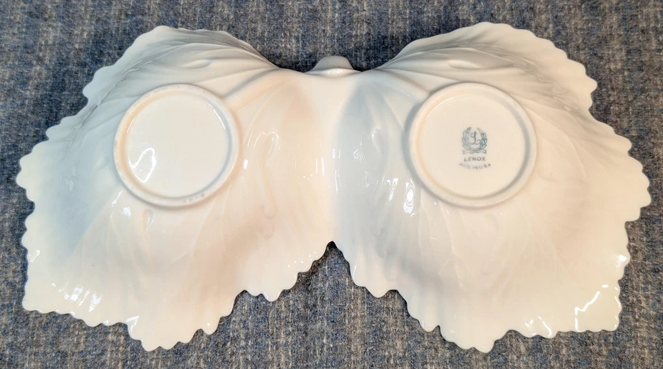 Lenox двойной лист разделенный сервировочное блюдо слоновой кости фарфоровая ручка сделано в США вкус - Изображение 2 из 4
