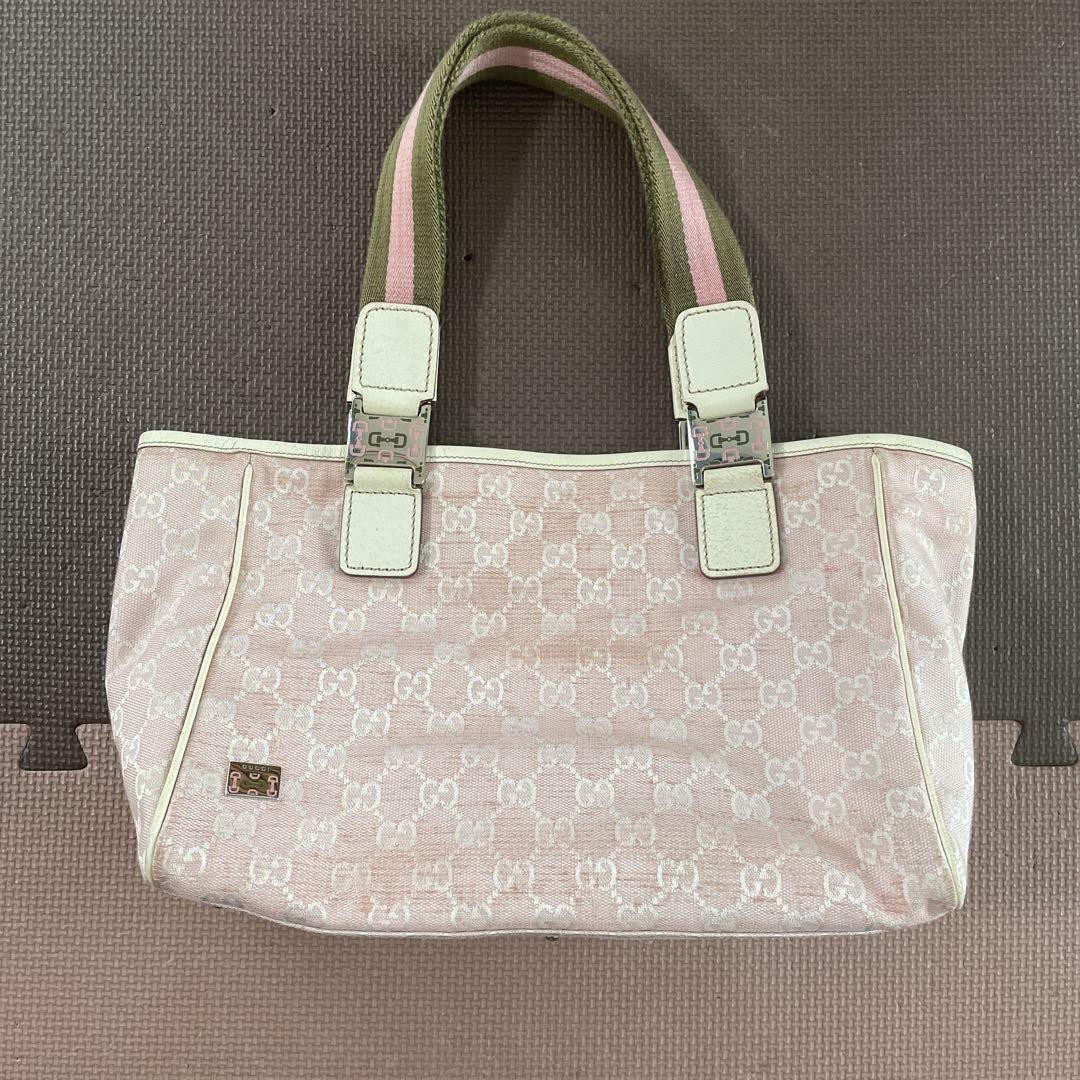 Gucci GG canvas tote bag with leather trim