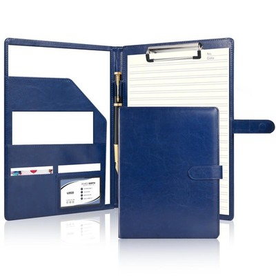 Professional Leather Portfolio Binder Padfolio with Clipboard for Resume