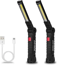 Tool Gifts for Men 2Pack Rechargeable LED Work Lights with Magnetic Base, 360° 