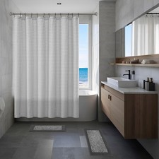 15-Piece Grey Blocks Bathroom Set Geometric Shower Curtain Bath Rugs Hooks