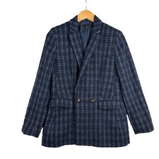 Ann Taylor Women's Tweed Double Breast Blazer Jacket Size 6 Blue