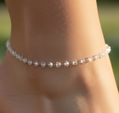 Elegant Silver Tone Crystal Anklet 925 Silver Plated Designer Foot Chain Anklet