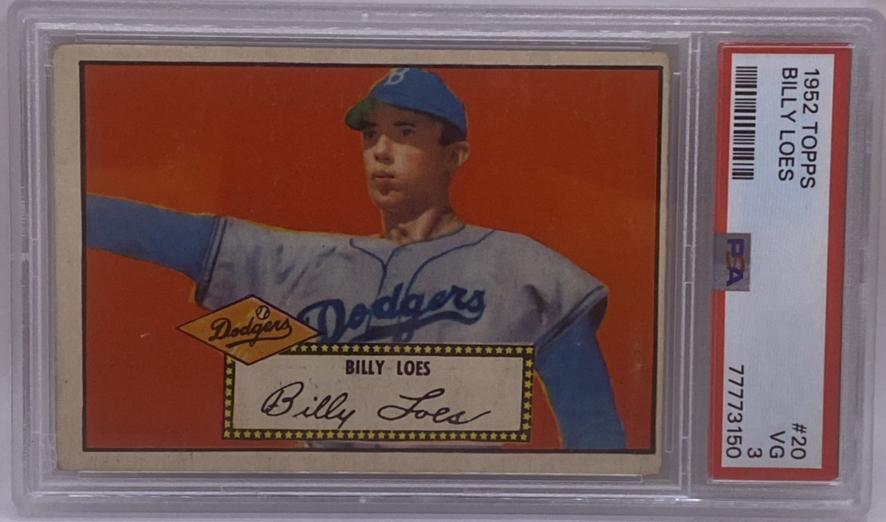 1952 Topps #20 Billy Loes Rookie Card RC PSA 3 VG DODGERS GRADED