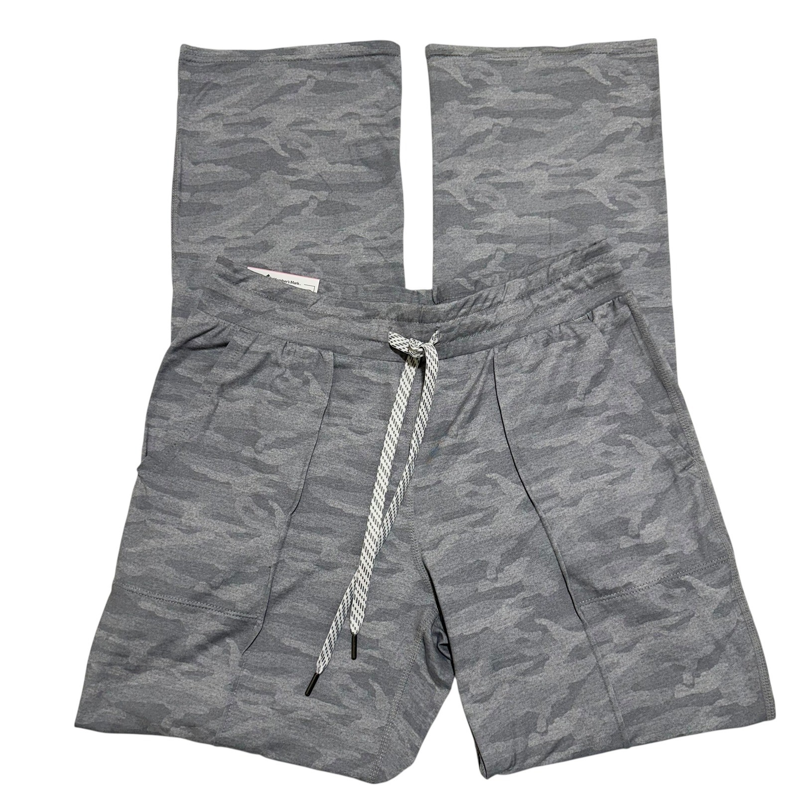 Members Mark Womens Size Small Gray Camo Soft Pants Straight Leg 4-Way Stretch