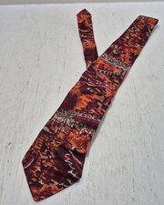 Vintage Mens Neck Tie Funky Psychedelic Necktie Groovy Retro Colorful Red Orange